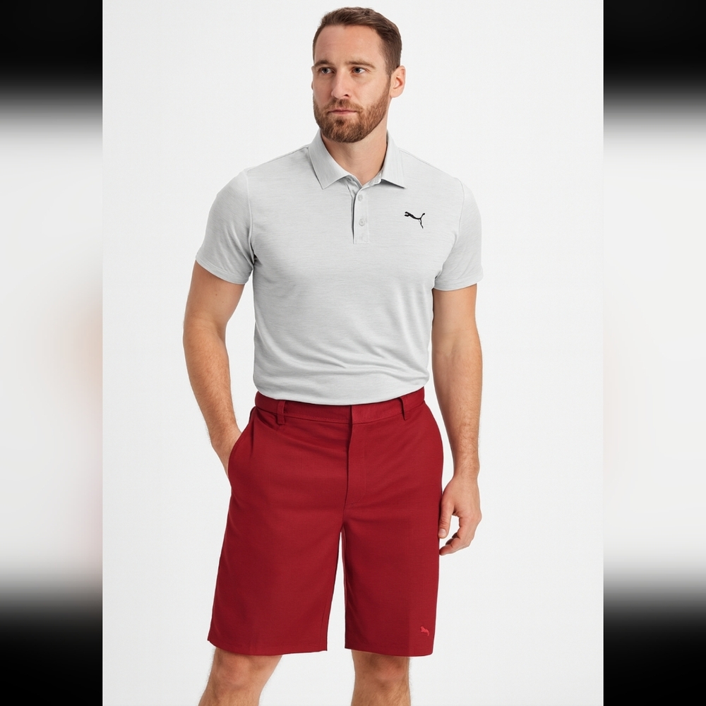 PUMA Mens Red Golf Shorts Size 34 Performance DryCELL UPF 50+ Crimson Activewear